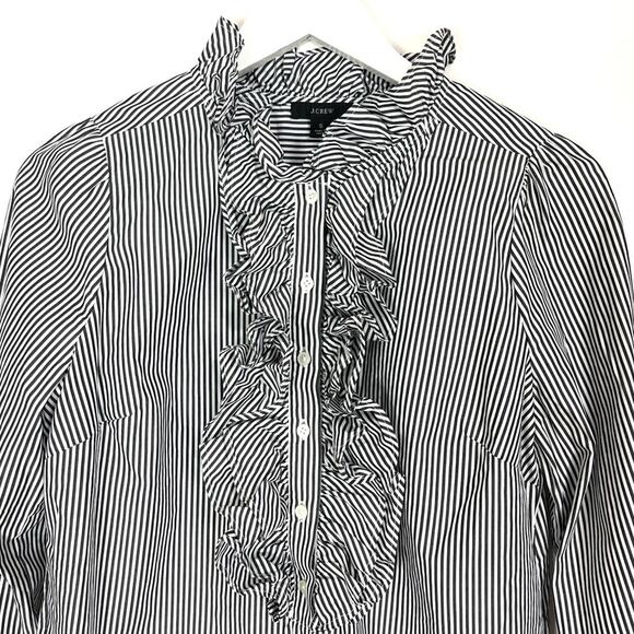 J. Crew Ruffle-Front Classic-Fit Boy Shirt in Stripe - Picture 3 of 12